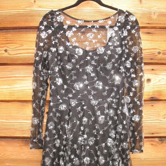 NWT Mac Duggal 12360 Illusion Long Sleeve A Line Gown Black 2 - Picture 8 of 16